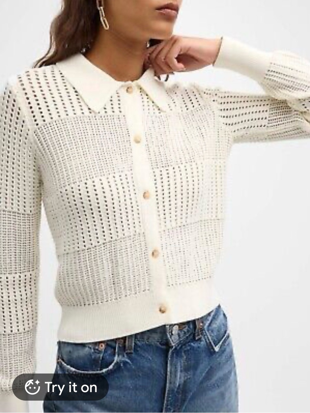 FRAME Shrunken Crochet Cardigan  (#B10)